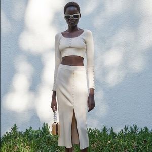 Zara Knit Skirt & Cropped Knit Top Set